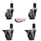 Service Caster 3.5'' Gray Poly Wheel Swivel 1-5/8'' Expanding Stem Caster Set 2 Brakes, 4PK SCC-EX20S3514-PPUB-2-PLB-2-158 - alternate 4